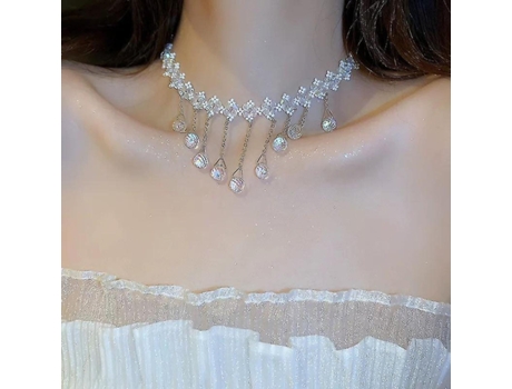 Collar colgante de perlas Temperamento francés Diamante Tassel Colgante Red Red New Money Jewelry Mujeres