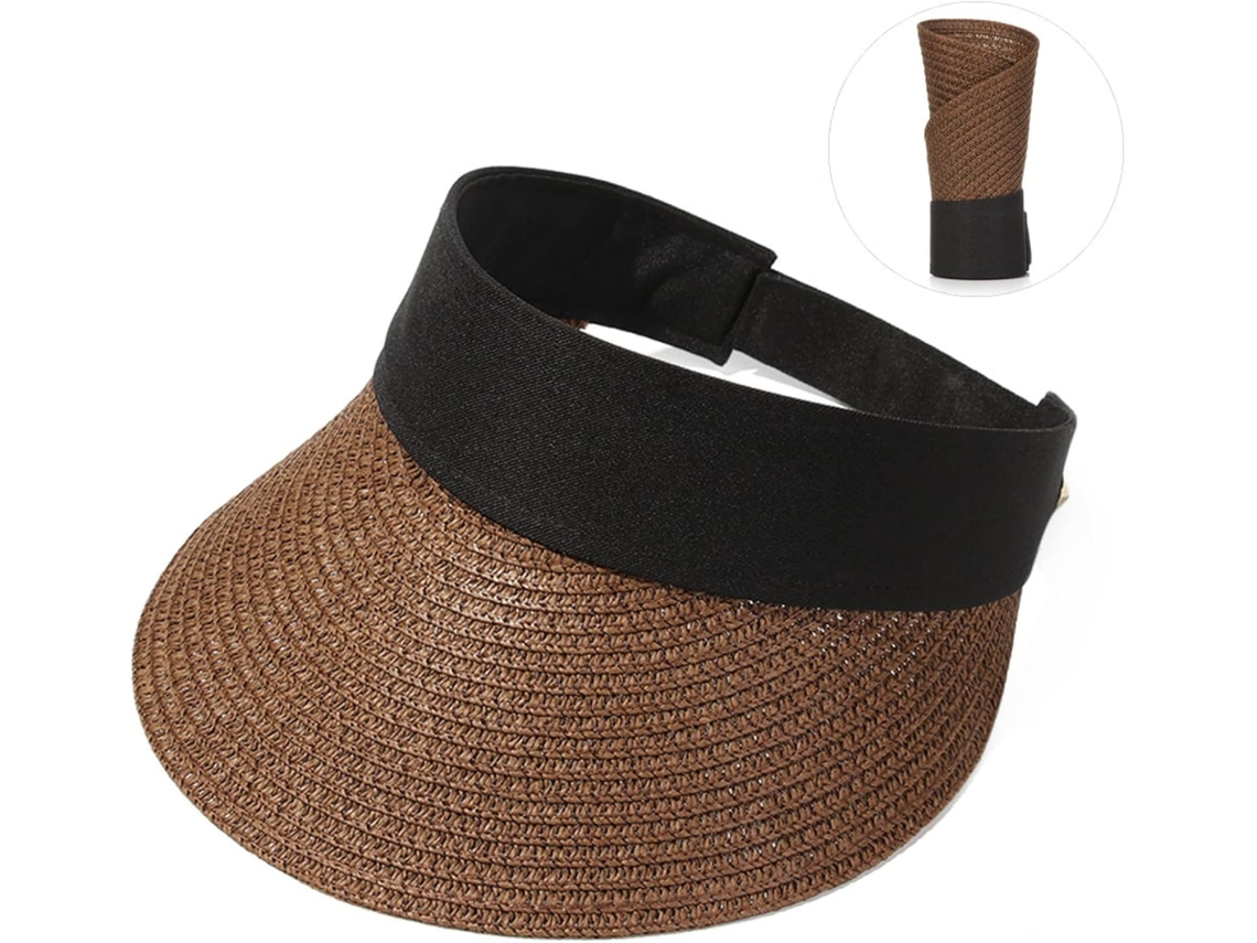 Sombrero de paja para verano, para sol intenso, plegable, portátil, de ala ancha | Sin marca