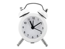 Mini reloj despertador digital de metal Baok-reloj, portátil, funciona con pilas, exquisito, para estudiantes, blanco, 7,6 cm (3 pulgadas).