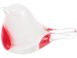 Elegante Pulida Figura Pájaro Vidrio Soplado Blanco Ideal Oficina Colección Adorno Único Hogar Rojo