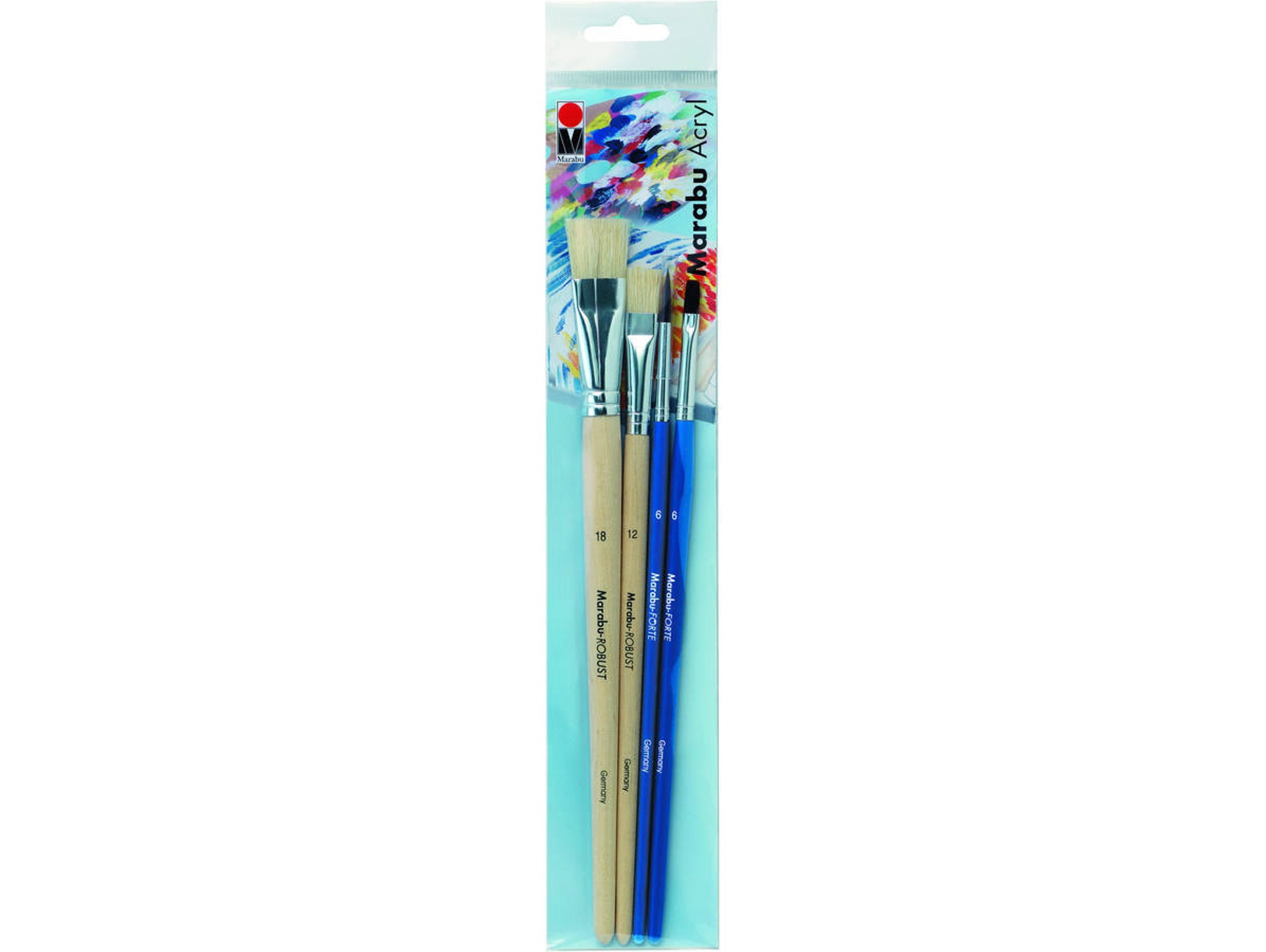 Conjunto de 4 Pinceles MARABU 018000202 (Multicolor - Pincel plano)