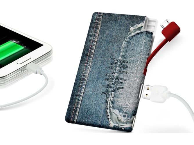 Powerbank SBS Extraslim (2200 mAh - 1 USB - MicroUSB - Vaquero)
