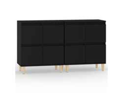 Maison Exclusive - Aparadores 2 Uds Madera Contrachapada Negro 60x35x70 Cm