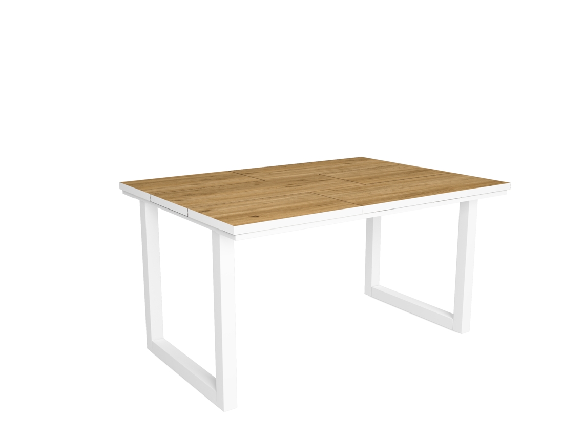 Mesa de Comedor - 6 Comensales - 140 - Robusta y estable gracias a su estructura,patas macizas - Roble y Borde blanco - Estilo Industrial DUERMETE ONLINE