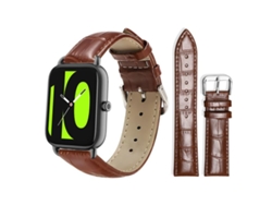 Bracelete Para Xiaomi Haylou Rs4 Plus Ls11/ls12 - Couro - Fivela De Pino - Textura De Bambu Marrom Escuro