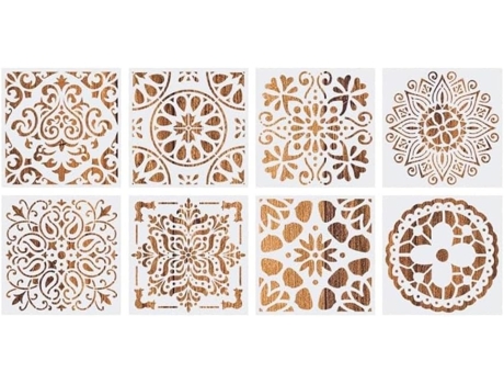 Plantillas de Mandala, para estarcir 8 Piezas Plantillas de Dibujo, Manualidades Painting Stencils, cortadas con láser COSHANO