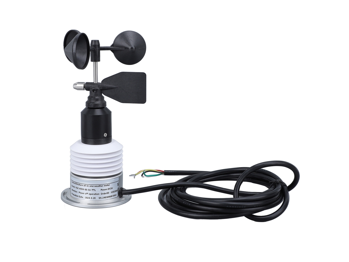 Medidor meteorológico 5 en 1 con cable, velocidad del viento, dirección del viento, temperatura, humedad, presión del aire, sensor meteorológico multifuncional con cable.