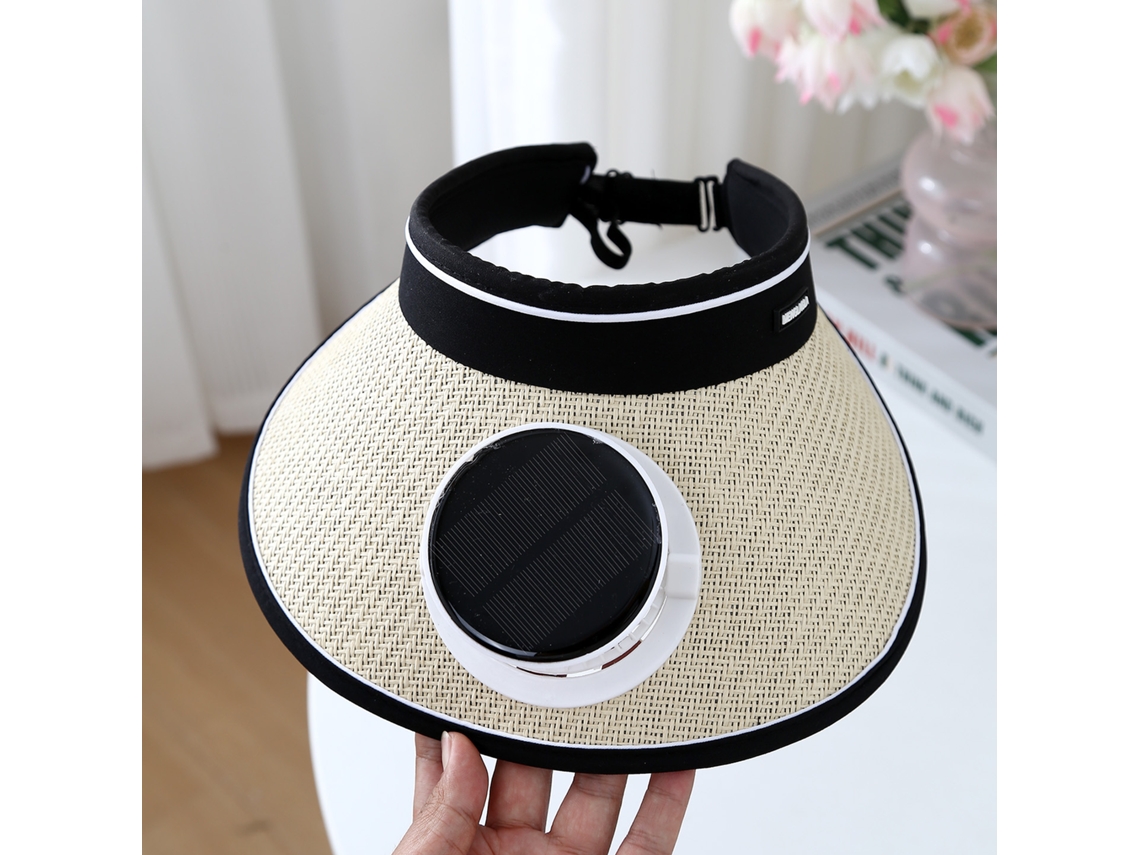 (beige) Sombrero De Sol Eléctrico De Ala Ancha Con Ventilador Para Hombre, Protección Uv.