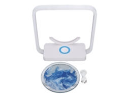 Lámpara de mesa artística color arena azul, regulable por USB.