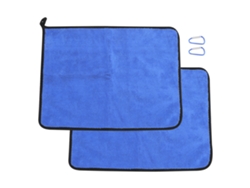 Toalla de pesca, algodón absorbente, azul y gris.