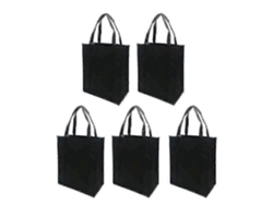 Juego de 5 bolsas de compra plegables y reutilizables de tela no tejida para compras al aire libre GOKOCO (negras, 30x25x10cm)