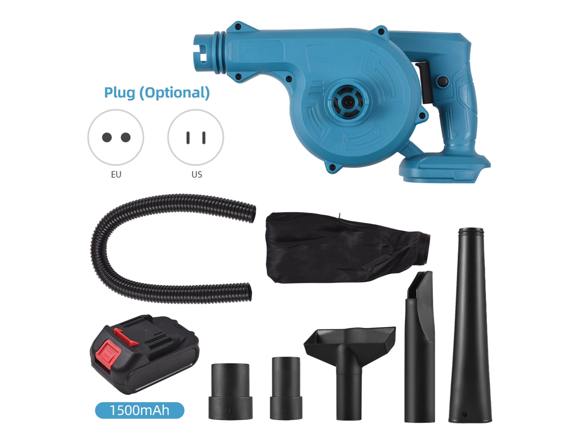 Soplador de hojas inalámbrico con batería 2 en 1, 21 V, eléctrico, aspirador, 63 mph, portátil, pequeño, con batería