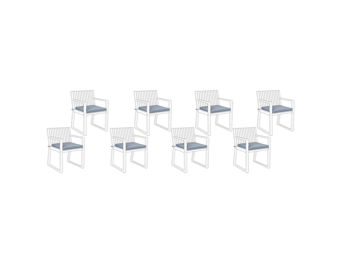 Conjunto de 8 cojines de asiento BELIANI Sassari de Poliéster Azul 46x46x5