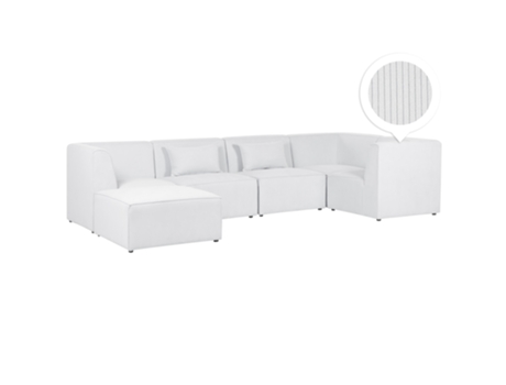 Sofá esquinero modular de 5 plazas a la izquierda con reposapiés en blanco sucio Bombazine Lemvig BELIANI
