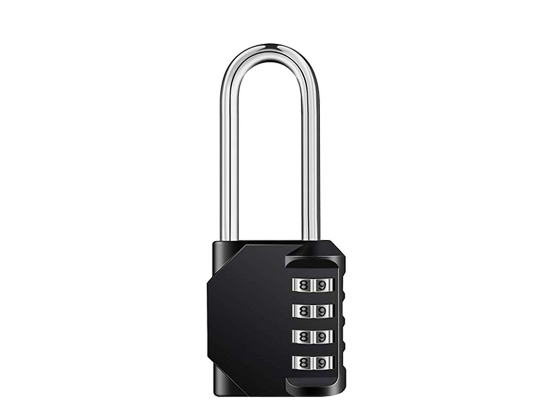 Candado de combinación de cuatro dígitos (para uso en exteriores), herrajes impermeables para equipaje Mdug (negro)