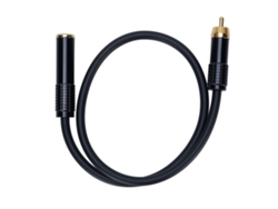 Cabo Adaptador 1/4 Polegada 6.35mm Fêmea Para Macho Dourado 0.5m Para Alto-falantes, Mixers, Cd Player