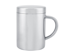 Taza aislante de acero inoxidable con tapa y asa. KOFIHETY