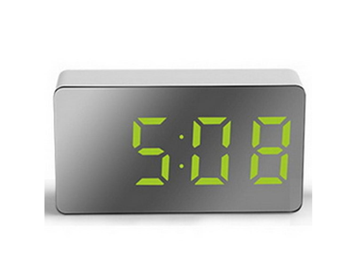 Reloj despertador digital LED con espejo mini multifuncional blanco verde azul rosa
