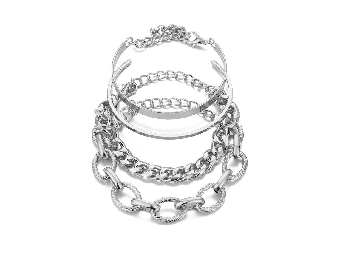 Conjunto De 4 Pulseiras Mulher, Empilháveis, Ajustáveis, Banhadas A Ouro, Presentes Para Mulheres Spqment
