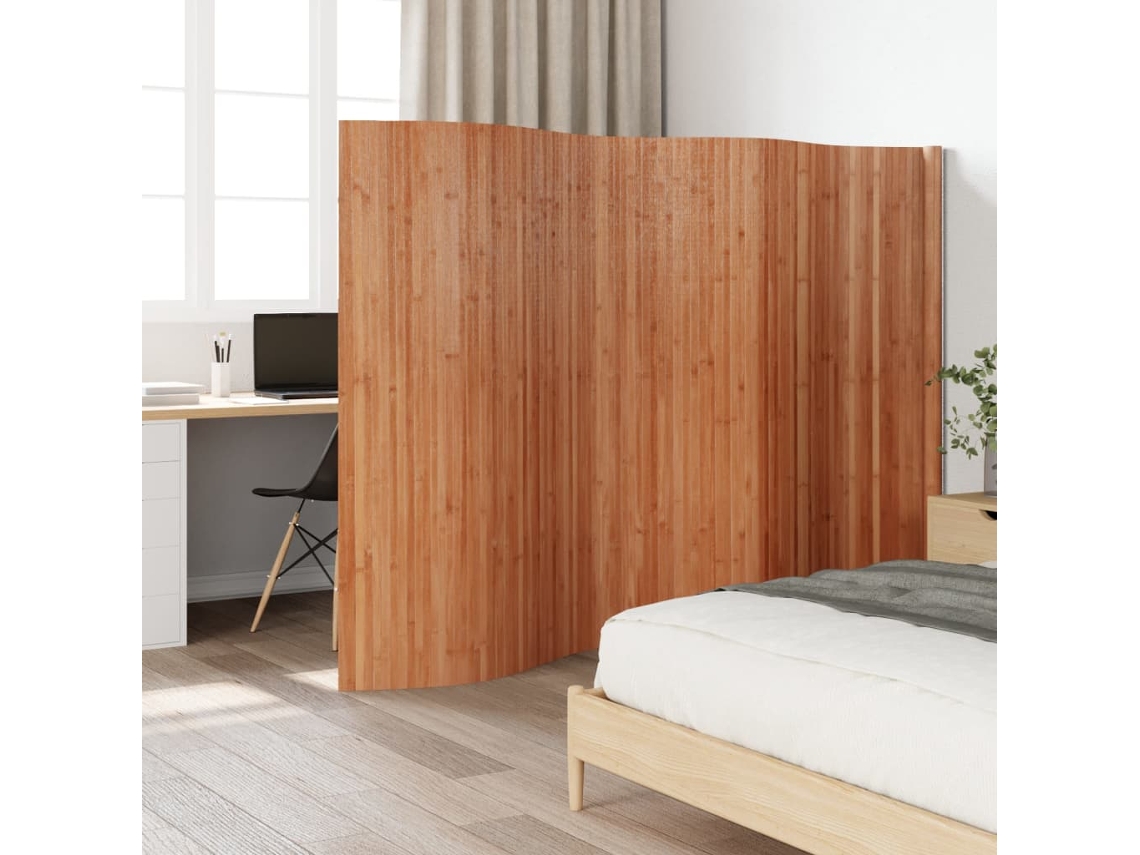 Biombo de bambú marrón de 165 x 400 cm WSD295496 Adorable Home
