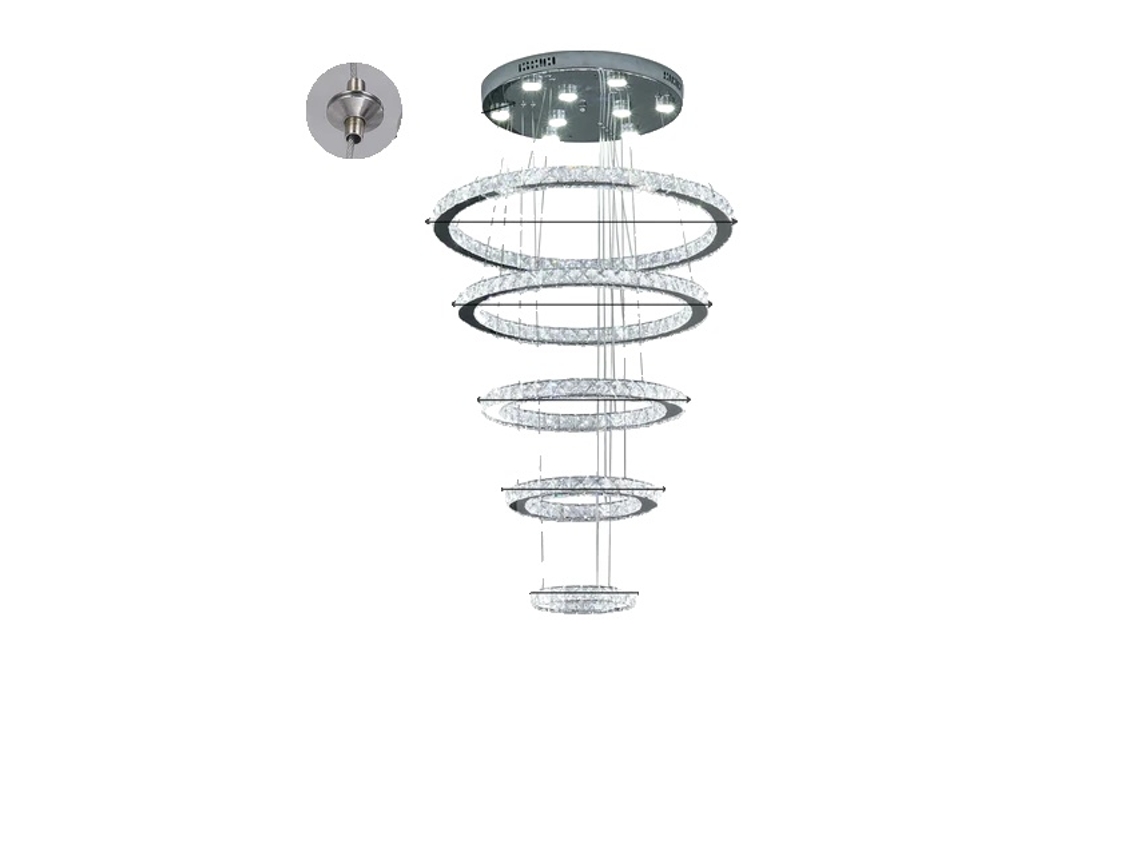 Lámpara colgante de cristal K9, diseño nórdico, 3 anillos, D40 x D30 x D20 cm, OEM