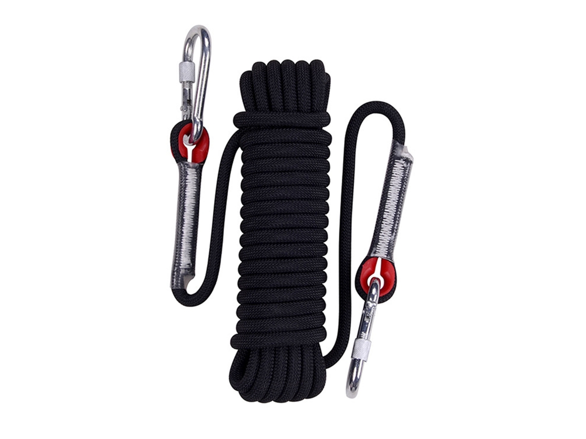 Cuerda De Escalada Negra De 12 Mm Y 10 M Con Doble Cierre De Acero Para Senderismo Y Acampada De Emergencia.