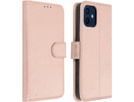 Funda iPhone 12, 12 Pro AVIZAR Libro Billetera Rosa Dorado