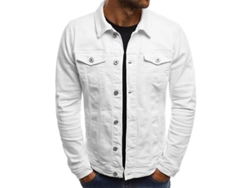 2026-chaqueta Vaquera Para Hombre Corta Slim Fit Bhp Diseño Fashion M Blanco