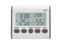 Termómetro, Higrómetro Y Reloj Digital Con Pantalla Lcd Clara Para Dormitorio U Oficina.