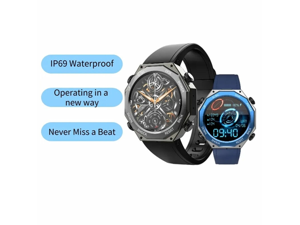 Reloj inteligente Rogbid Tank M1 azul, resistente al agua hasta 5 atm, con Bluetooth, llamadas, monitor de actividad física SpO2, BT5.3, Mdug