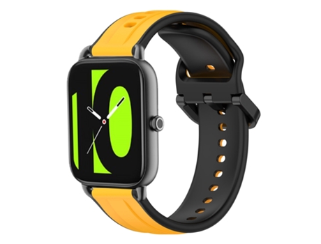 Correa de Reloj Inteligente para Xiaomi Haylou RS4 LS12 Silicona Bicolor con Bucle Convexo de 22 mm (Amarillo + Negro)