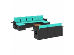 Maison Exclusive - Conjunto De Sofá De Jardín De 11 Piezas Con Cojines, De Poliratán Negro