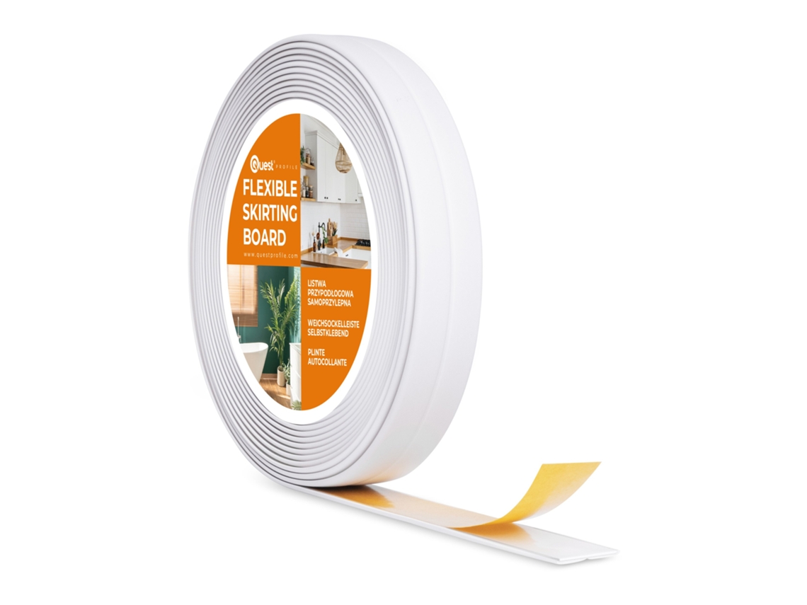 Tira de moldura de PVC de 10 x 10 mm, cinta de espuma de 5 m, elástica, resistente y suave, color blanco Quest