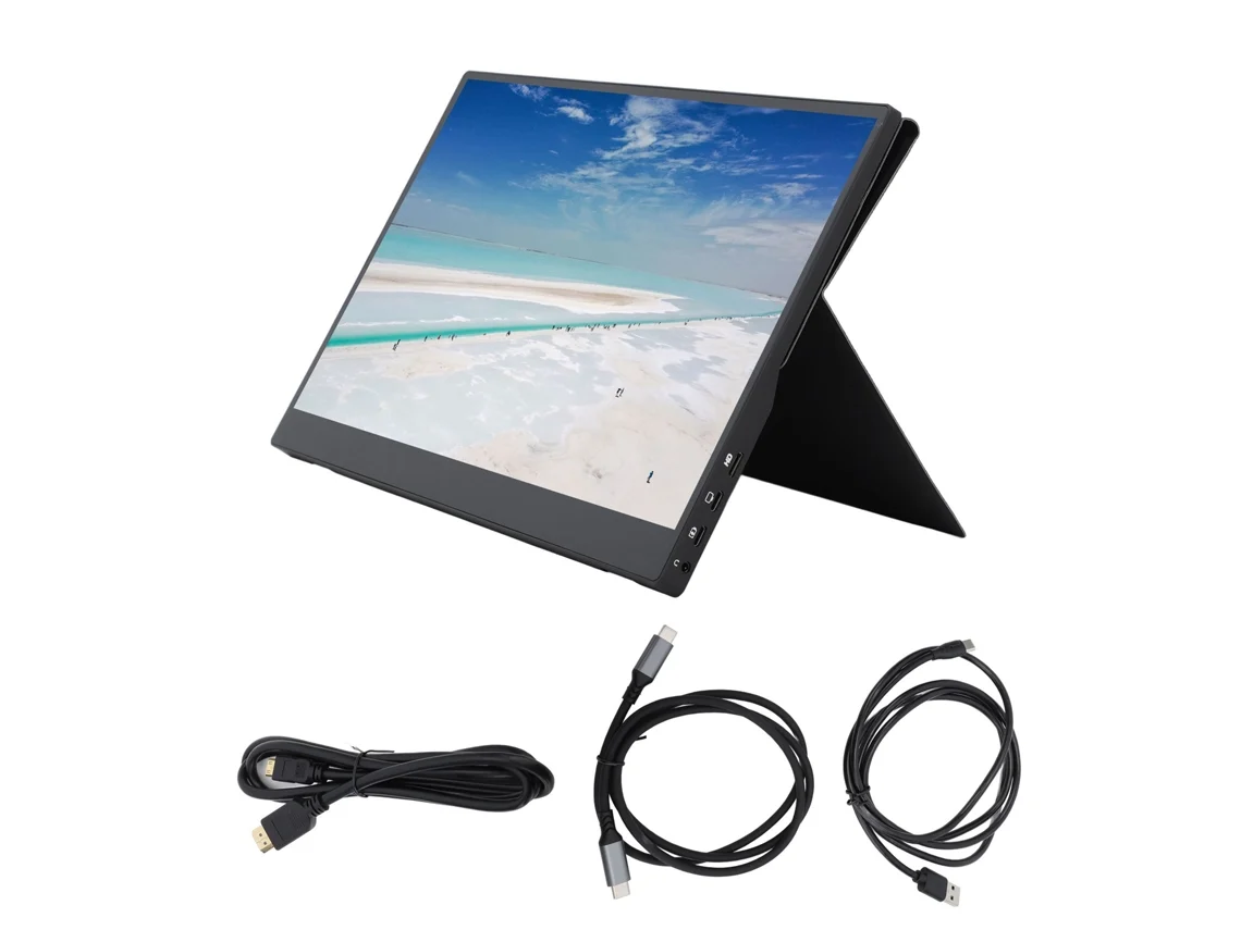 Monitor portátil para juegos con pantalla extendida y funda de cuero sintético