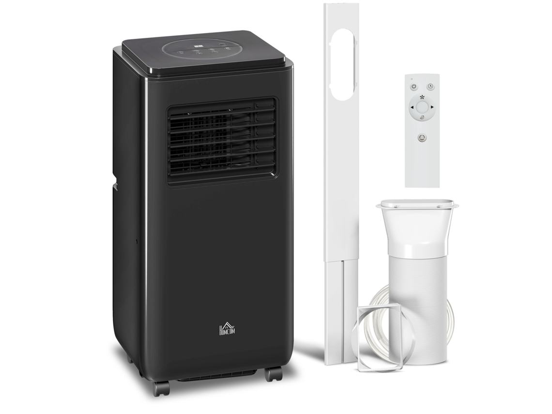 Aire acondicionado portátil de 950 W, 5 modos, 3 velocidades, ABS, acero, 70 cm, negro.