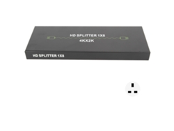Divisor De Interfaz Multimedia 4k Hd 1x8, 1 Entrada, 8 Salidas, Extensor De Enchufe Británico