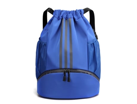 Paquete de mochila de separación seca y húmeda, bolsa de cuerda para tirar de bolsillo, bolsa de baloncesto para natación y fitness (azul)