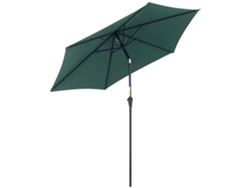 Sombrilla Para Jardín De Aluminio Ø260x235 Cm Parasol De Reclinable Con Manivela Y 6 Varillas De Metal Para Terraza Exterior Balcón Verde