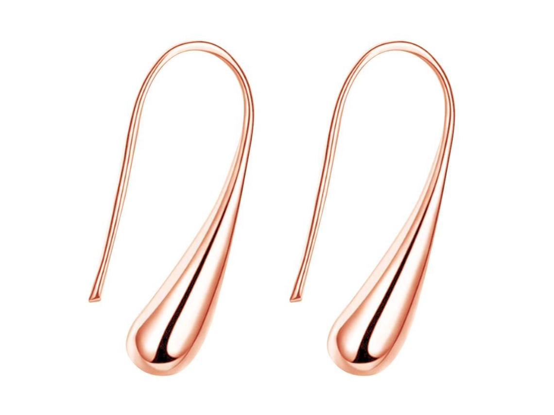 Pendientes De Plata Esterlina 925 Gota De Lluvia Dorado Rosa Largo 2.8cm Peso 6g