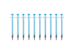 10 Jeringas Industriales Manuales De Plástico De 1 Ml Con Cuello Recto, Desechables, Con Pulsador Manual.