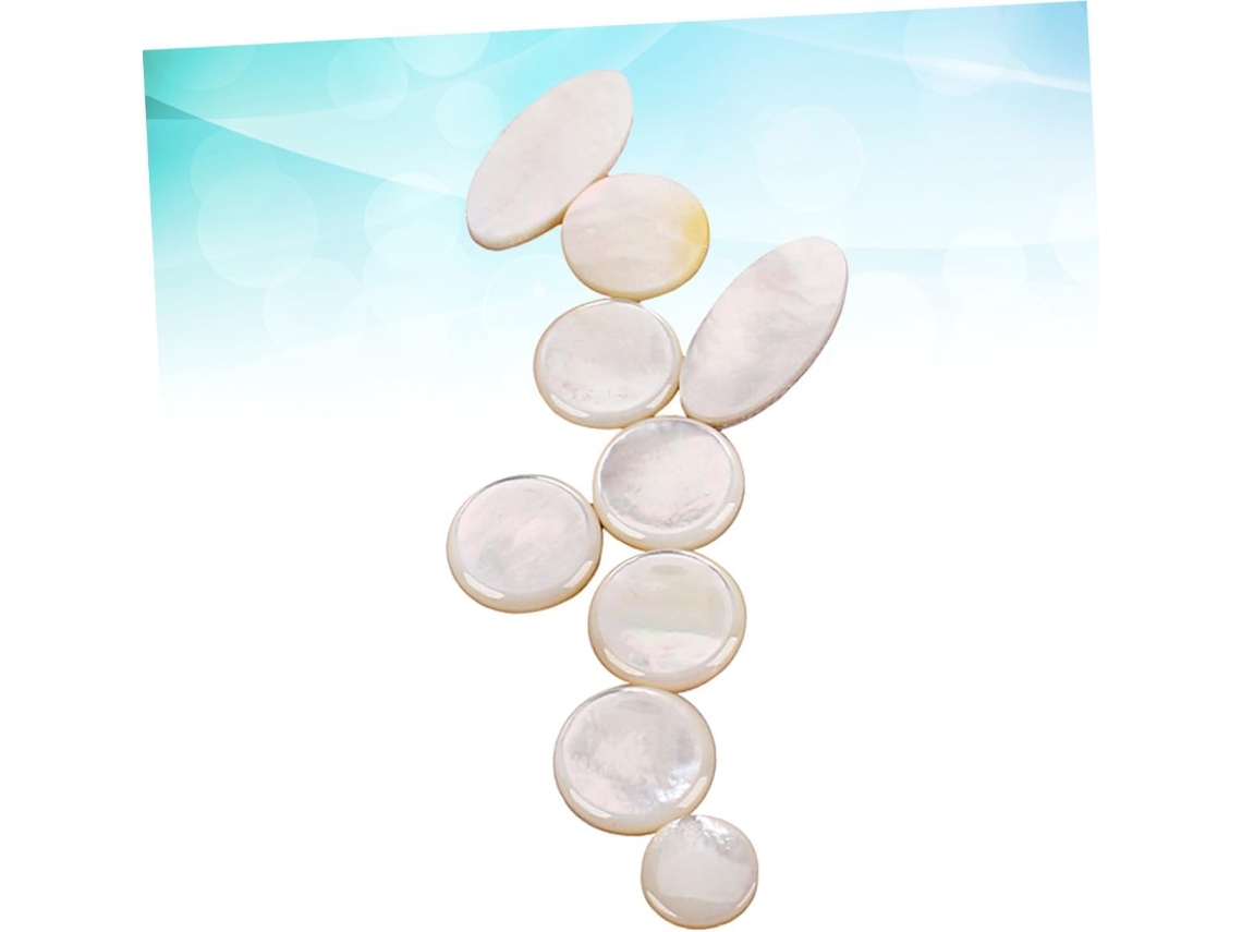 Juego De 9 Botones De Llave De Nácar Blanco Para Saxofones Alto, Tenor Y Soprano.