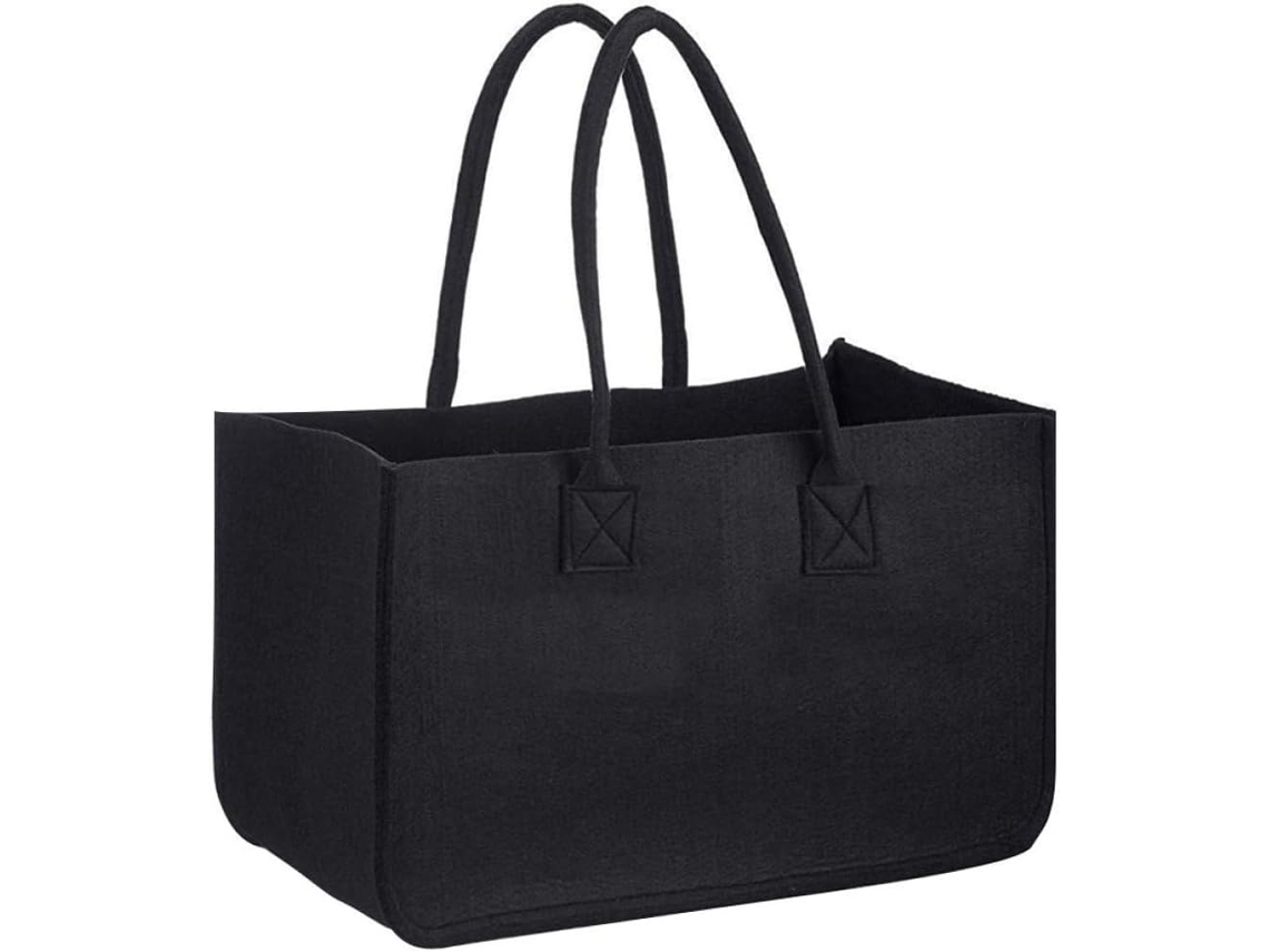 Caja De Fieltro Para Guardar Leña - Almacenamiento Práctico Para Exteriores Y Camping - Negro