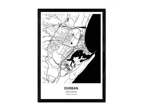 Poster NACNIC Mapa de Durban Sudáfrica (A3)