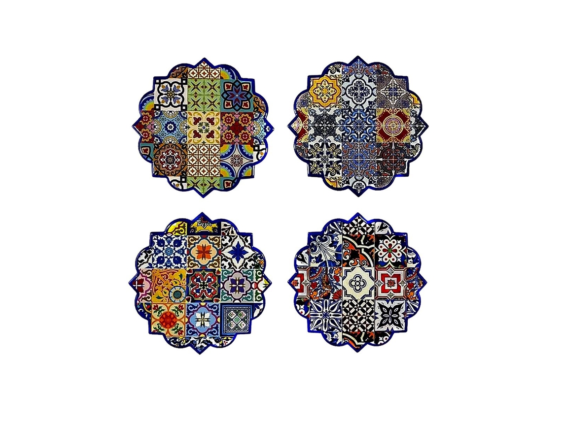 Portavaso DKD HOME DECOR (4 Unidades - 10,8x10,8x0,7cm)