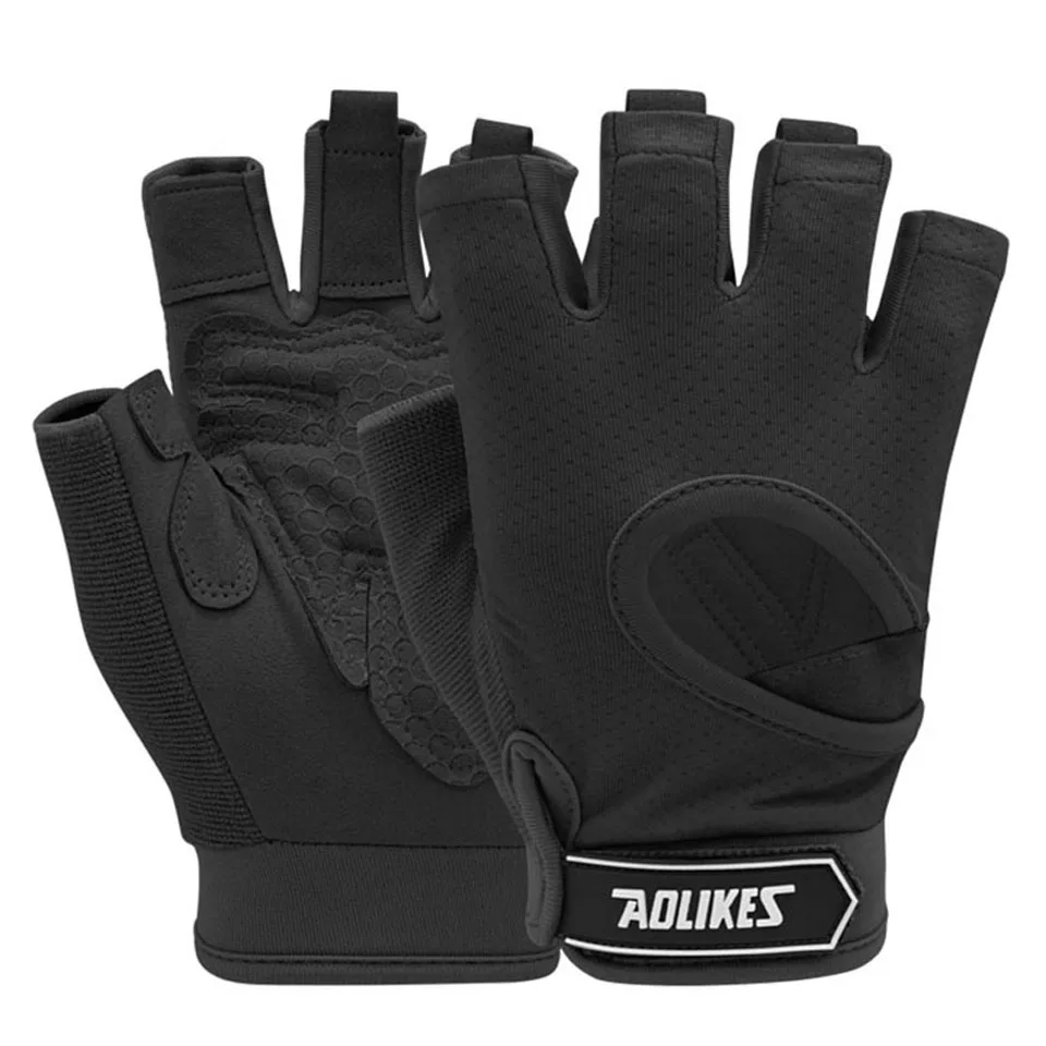 Guantes deportivos transpirables (negros, talla S) — Unisex, ideales para ciclismo y levantamiento de pesas.