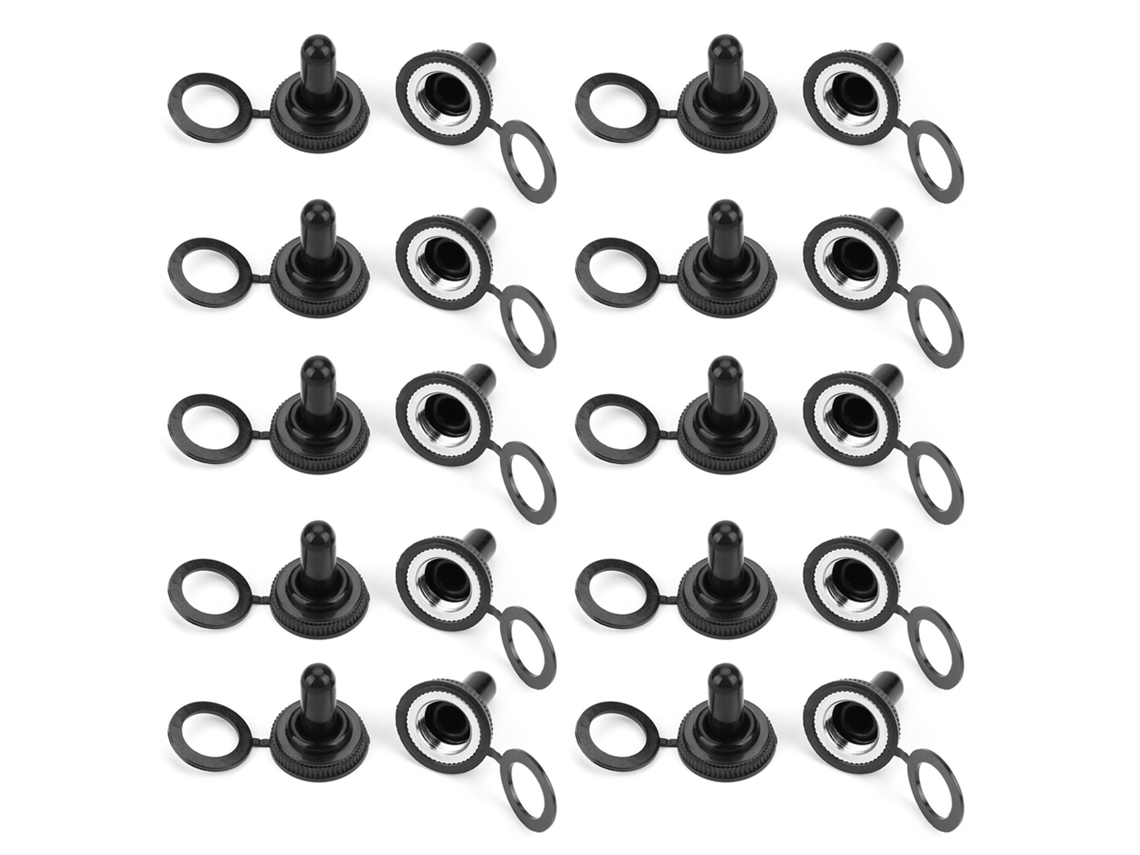 20 fundas de goma impermeables para interruptor de palanca de 12 mm, color negro.