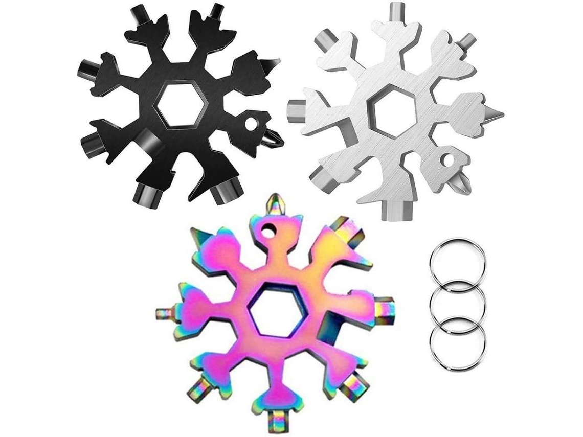 Paquete De 3 Multiherramientas De Acero Inoxidable 18 En 1 Con Forma De Copo De Nieve (estándar, Acero Inoxidable)