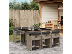 Juego de comedor de jardín de 7 piezas con cojines de mimbre gris DKD Home Decor