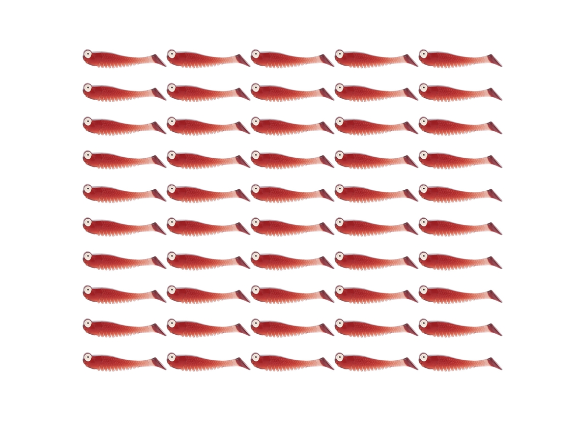 50 Piezas Bolsa Señuelos De Pesca Artificiales De Silicona Suave Baits Lifelike Cola De Remo Swimbait Color Rojo Vino