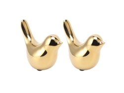 2 Piezas De Decoración De Pájaros De Cerámica Galvanizada Estilo Nórdico Abstracto Moderno Para Mesa Del Hogar, Regalo, Grande, Dorado
